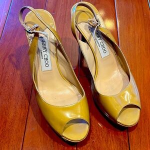 Jimmy Choo Sand Leather Nova Peep Toe 37.5